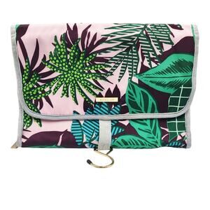 Sophia Joy Tropical Pink Green Multicolored Hanging Travel Makeup Cosmetic Bag